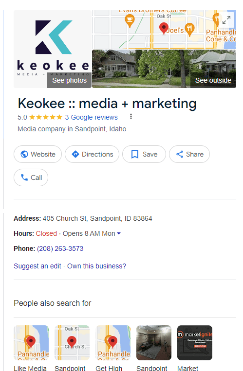 Screenshot of Keokee's Google Business Profile